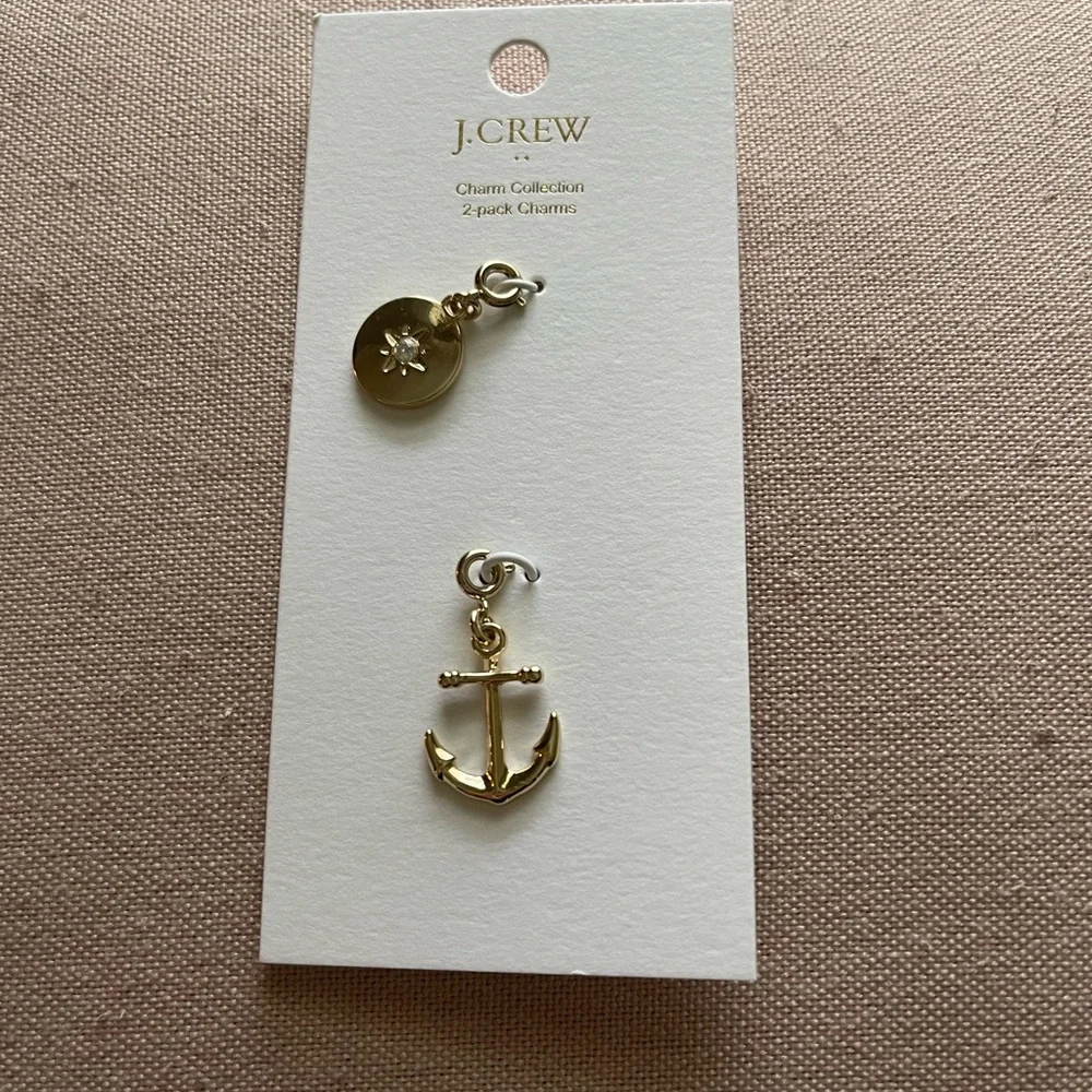 J.Crew Factory Gold Anchor & Compass Charm Set - Picture 1 of 5